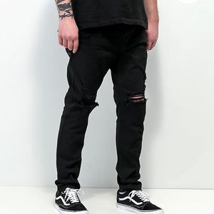 Empyre Verge Destroyed Black Tapered Skinny Jeans